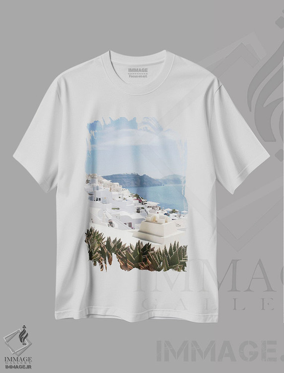 تیشرت طرح دار سرخوشی اویای سانتورینی I، تزئینی اثر هنر آنیتا و بلا | immage.ir