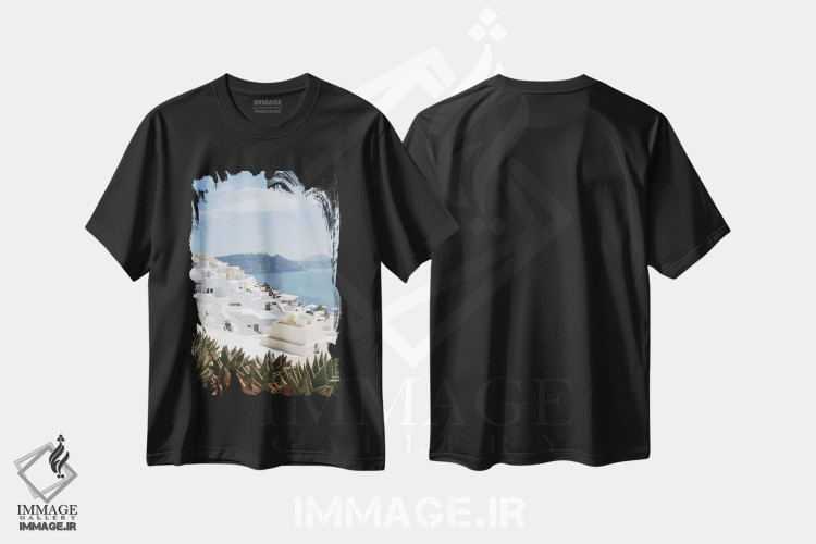 تیشرت طرح دار سرخوشی اویای سانتورینی I، تزئینی اثر هنر آنیتا و بلا | فروشگاه ایماژ