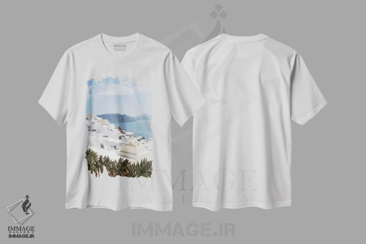 تیشرت طرح دار سرخوشی اویای سانتورینی I، تزئینی اثر هنر آنیتا و بلا | immage.ir