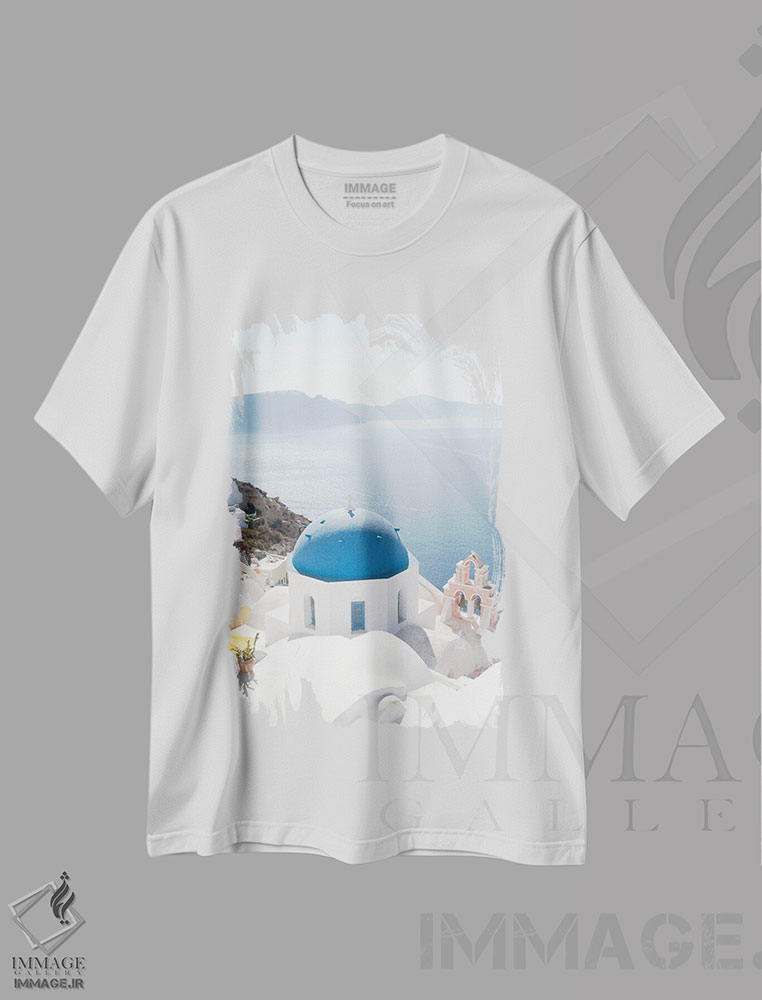 تیشرت طرح دار سرخوشی اویای سانتورینی II، تزئینی اثر هنر آنیتا و بلا | فروشگاه ایماژ
