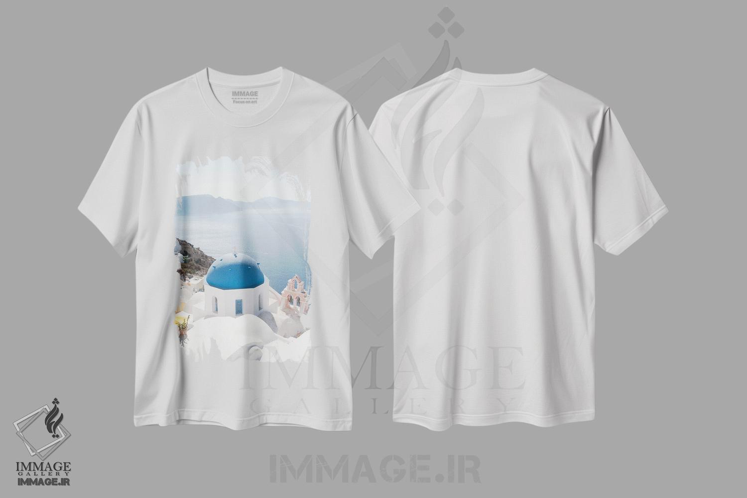 تیشرت طرح دار سرخوشی اویای سانتورینی II، تزئینی اثر هنر آنیتا و بلا | فروشگاه ایماژ