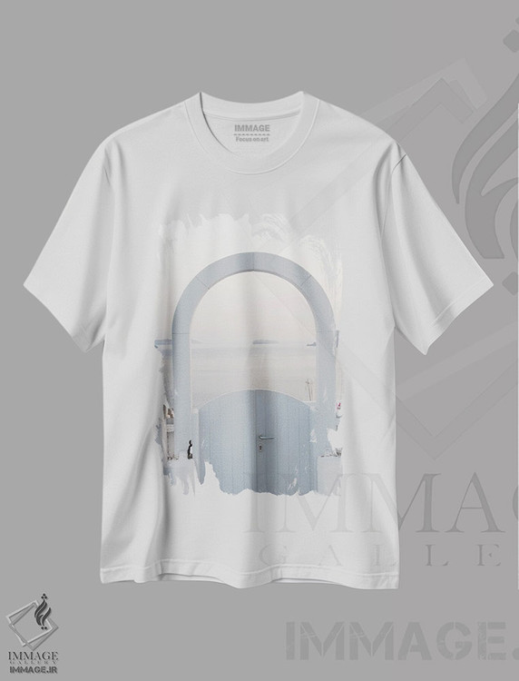تیشرت طرح دار دروازهٔ اویای سانتورینی I، تزئینی اثر هنر آنیتا و بلا | فروشگاه ایماژ