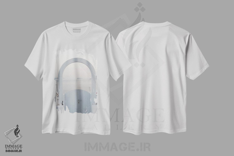 تیشرت طرح دار دروازهٔ اویای سانتورینی I، تزئینی اثر هنر آنیتا و بلا | فروشگاه ایماژ