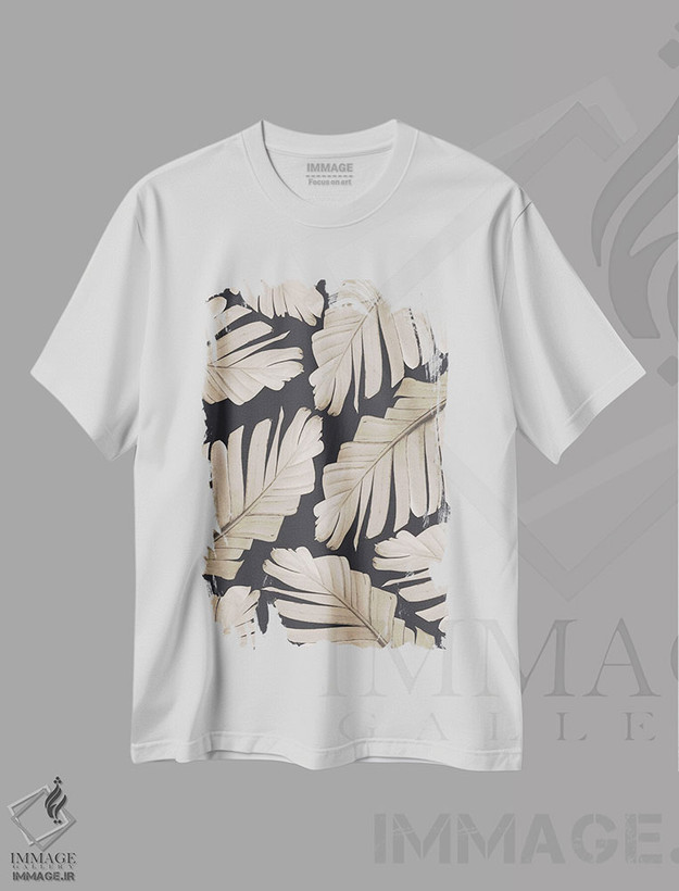 تیشرت طرح دار رویای برگ موز سپیا I، تزئینی اثر هنر آنیتا و بلا | فروشگاه ایماژ