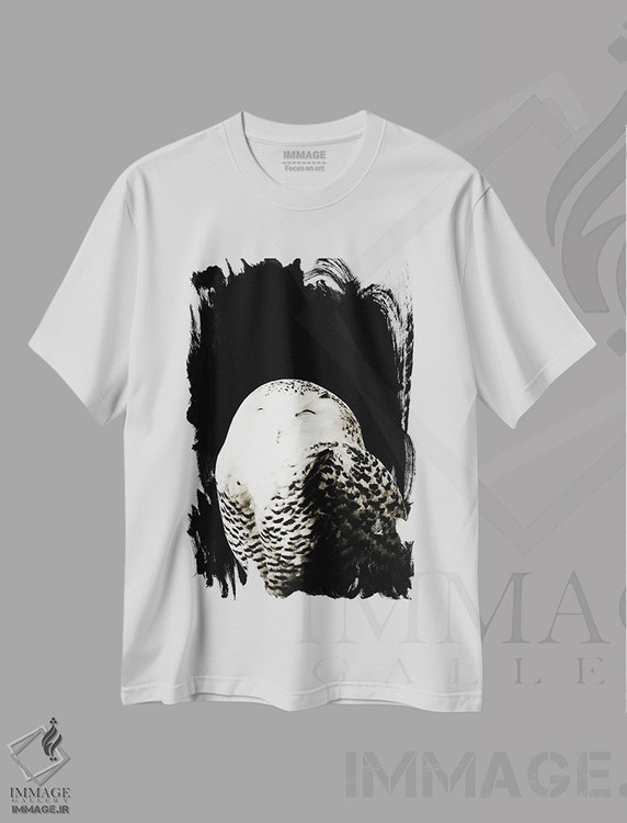 تیشرت طرح دار جغد برفی I، عکاسی سیاه و سفید اثر هنر آنیتا و بلا | immage.ir
