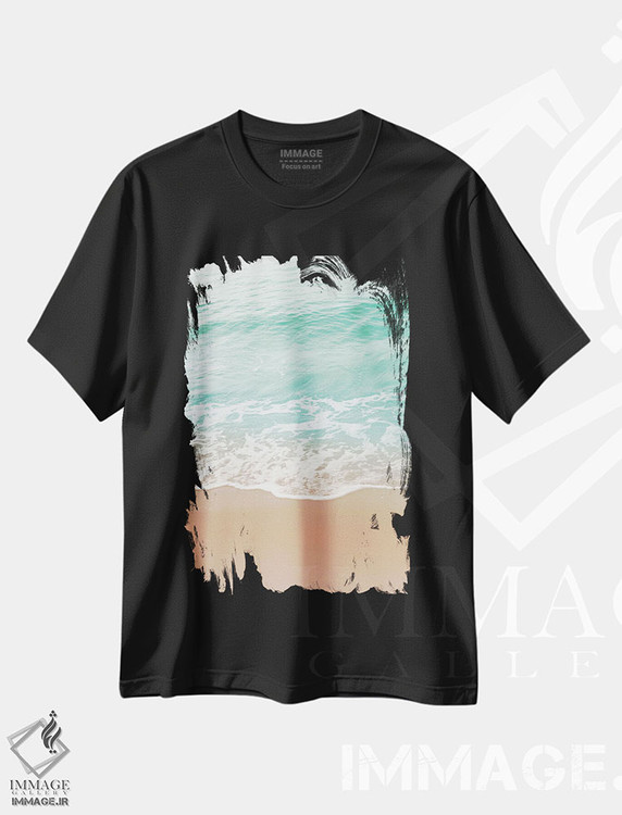تیشرت طرح دار رویای زیبایی اقیانوس بژ و زمردی ملایم I، دکور ساحلی اثر هنر آنیتا و بلا | immage.ir