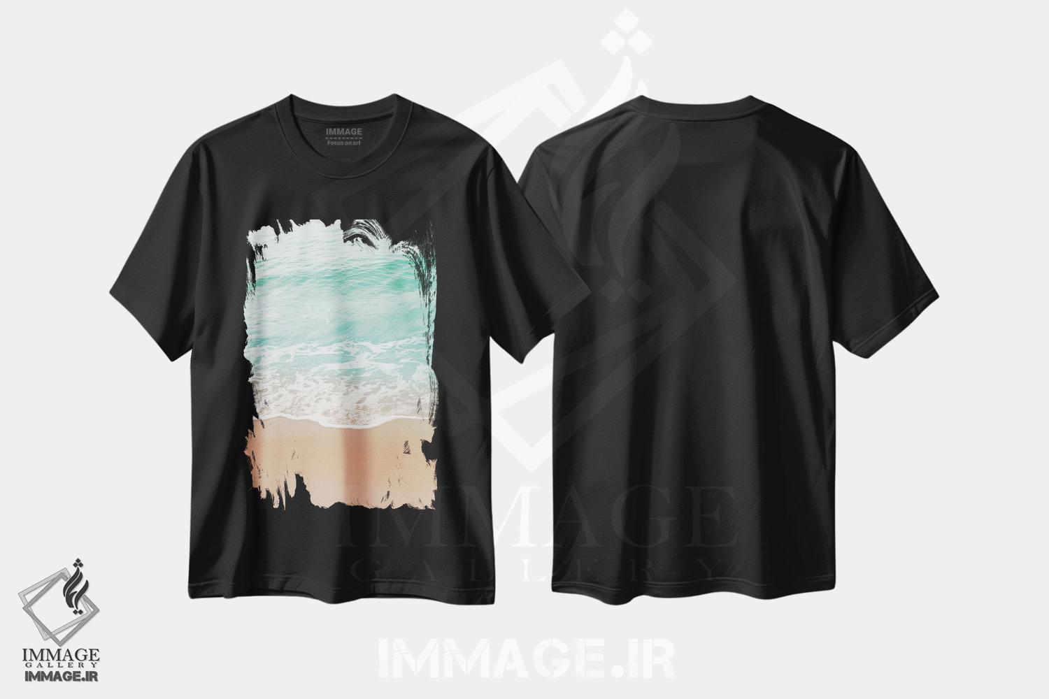 تیشرت طرح دار رویای زیبایی اقیانوس بژ و زمردی ملایم I، دکور ساحلی اثر هنر آنیتا و بلا | immage.ir