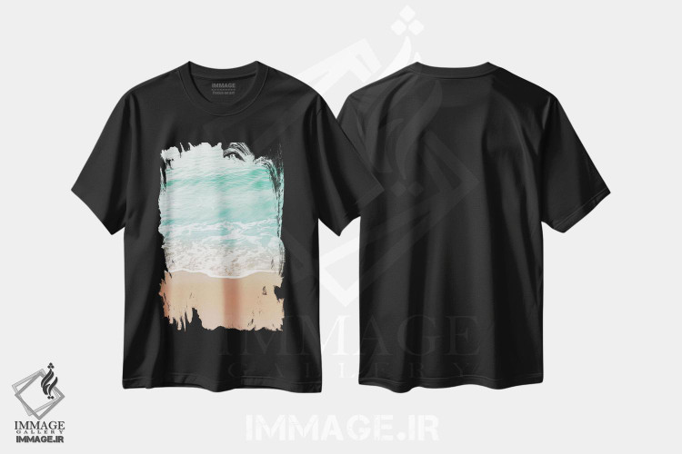 تیشرت طرح دار رویای زیبایی اقیانوس بژ و زمردی ملایم I، دکور ساحلی اثر هنر آنیتا و بلا | immage.ir
