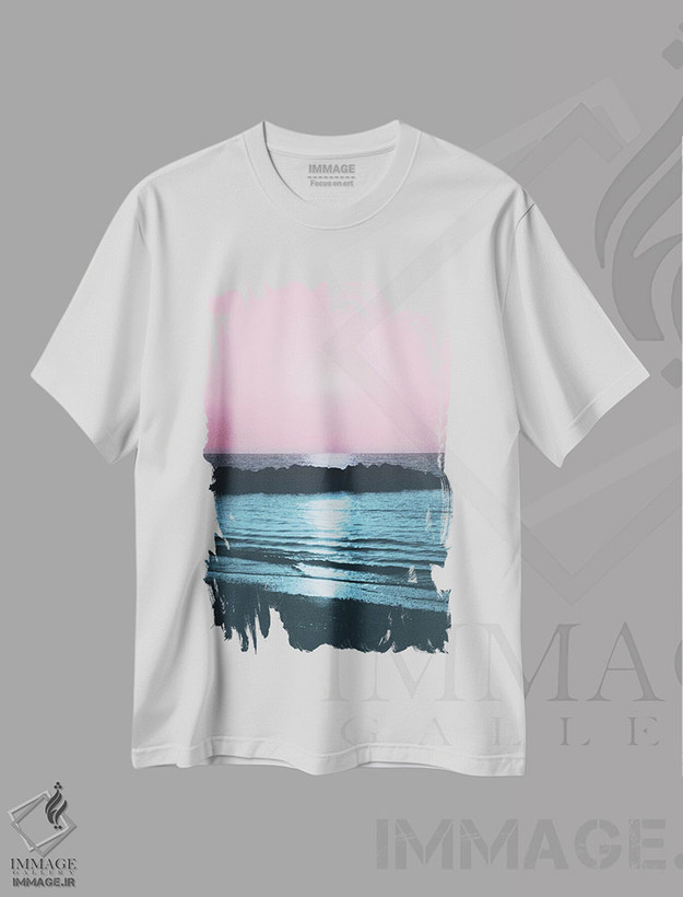تیشرت طرح دار سرخوشی غروب اقیانوس V، دکور ساحلی اثر هنر آنیتا و بلا | فروشگاه ایماژ