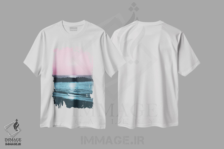 تیشرت طرح دار سرخوشی غروب اقیانوس V، دکور ساحلی اثر هنر آنیتا و بلا | فروشگاه ایماژ