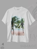 تیشرت طرح دار حال و هوای ساحل نخل های غروب I، دکور ساحلی اثر هنر آنیتا و بلا | immage.ir