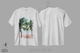 تیشرت طرح دار حال و هوای ساحل نخل های غروب I، دکور ساحلی اثر هنر آنیتا و بلا | immage.ir