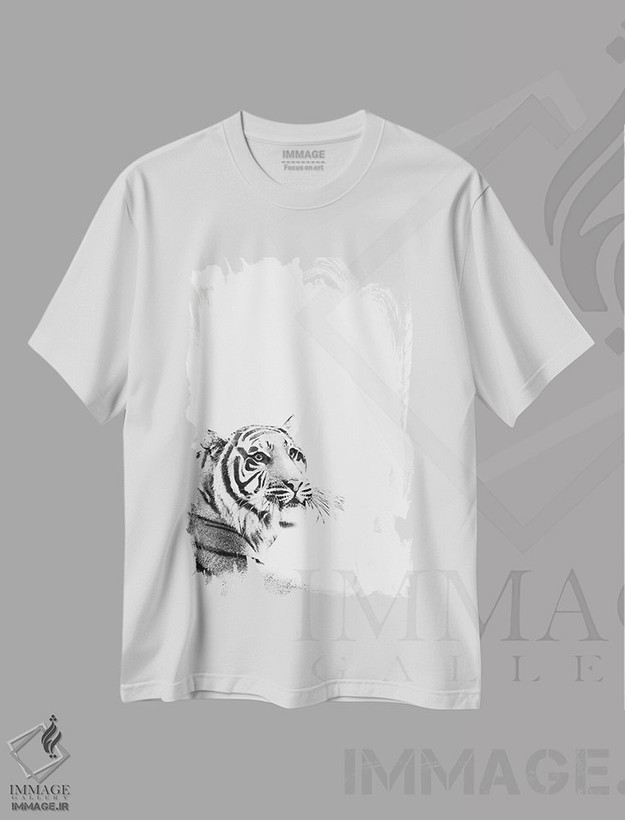 تیشرت طرح دار ببر سیاه و سفید I، عکاسی سیاه و سفید اثر هنر آنیتا و بلا | فروشگاه ایماژ