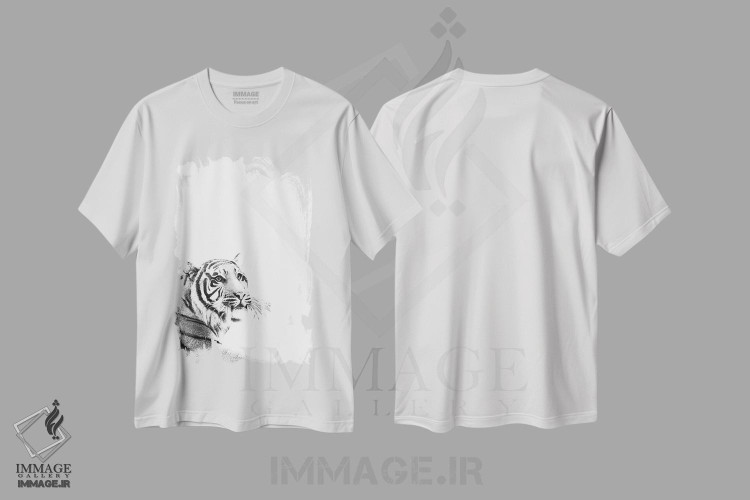 تیشرت طرح دار ببر سیاه و سفید I، عکاسی سیاه و سفید اثر هنر آنیتا و بلا | فروشگاه ایماژ