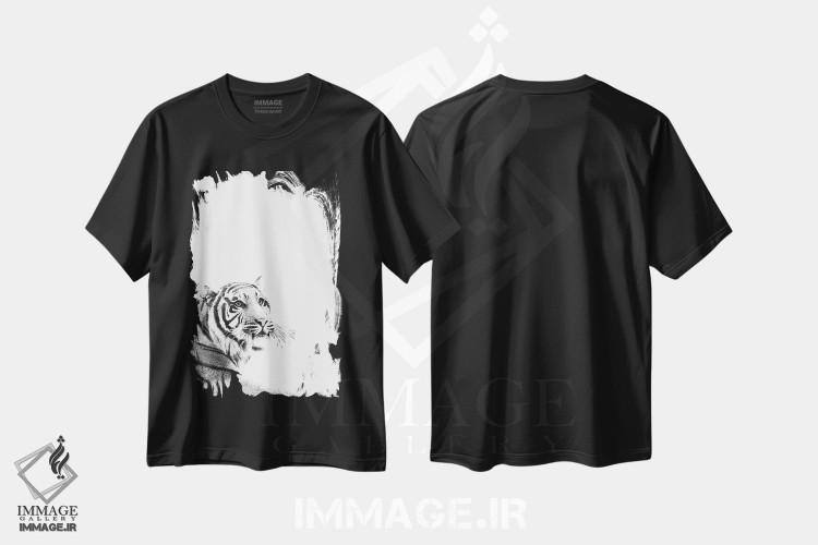 تیشرت طرح دار ببر سیاه و سفید I، عکاسی سیاه و سفید اثر هنر آنیتا و بلا | immage.ir