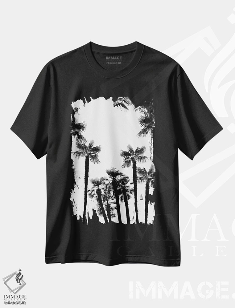 تیشرت طرح دار رویای درختان نخل گرمسیری II، دکور ساحلی اثر هنر آنیتا و بلا | فروشگاه ایماژ