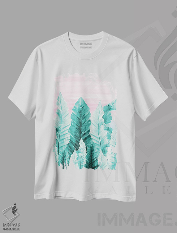 تیشرت طرح دار حال و هوای برگ های زیر آب IV، تزئینی اثر هنر آنیتا و بلا | فروشگاه ایماژ