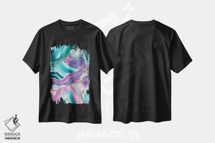 تیشرت طرح دار آگات پری دریایی تک شاخ براق اکلیلی I، آبستره اثر هنر آنیتا و بلا | فروشگاه ایماژ