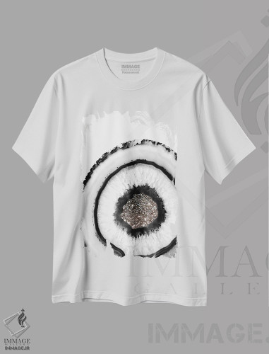 تیشرت طرح دار آگات سفید با درخشش نقره ای براق I، آبستره اثر هنر آنیتا و بلا | فروشگاه ایماژ