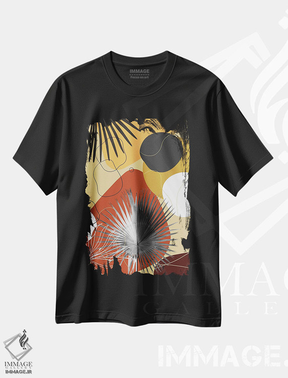 تیشرت طرح دار ظرافت نخل بادبزنی یین یانگ I، تزئینی اثر هنر آنیتا و بلا | فروشگاه ایماژ
