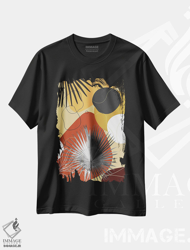 تیشرت طرح دار ظرافت نخل بادبزنی یین یانگ I، تزئینی اثر هنر آنیتا و بلا | فروشگاه ایماژ