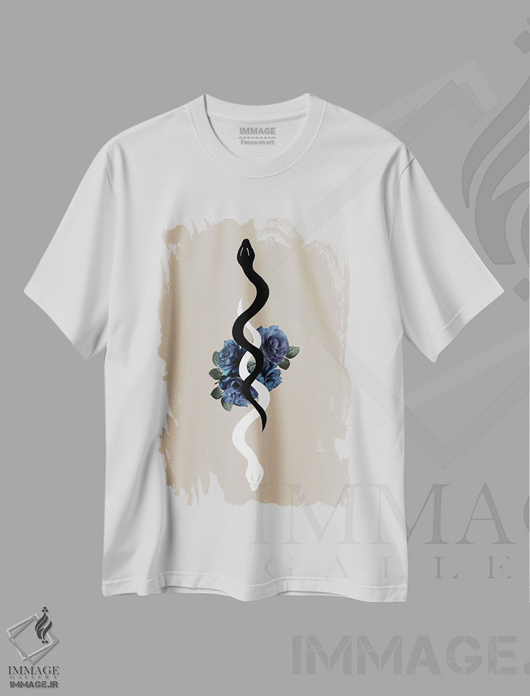 تیشرت طرح دار مار یین یانگ براق I، تزئینی اثر هنر آنیتا و بلا | فروشگاه ایماژ