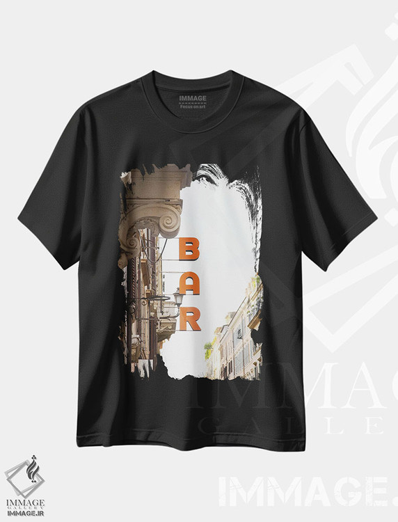 تیشرت طرح دار تابلوی بار در رم I، تزئینی اثر هنر آنیتا و بلا | فروشگاه ایماژ