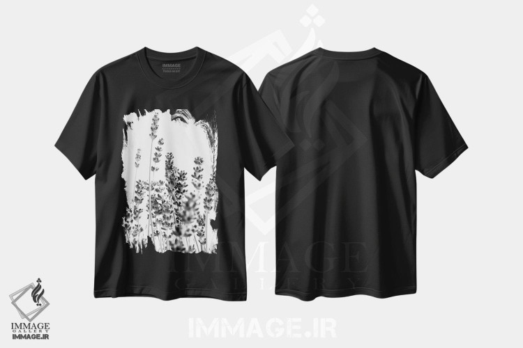 تیشرت طرح دار اسطوخودوس تازه در سیاه و سفید I، هنر تزئینی سیاه و سفید اثر هنر آنیتا و بلا | immage.ir
