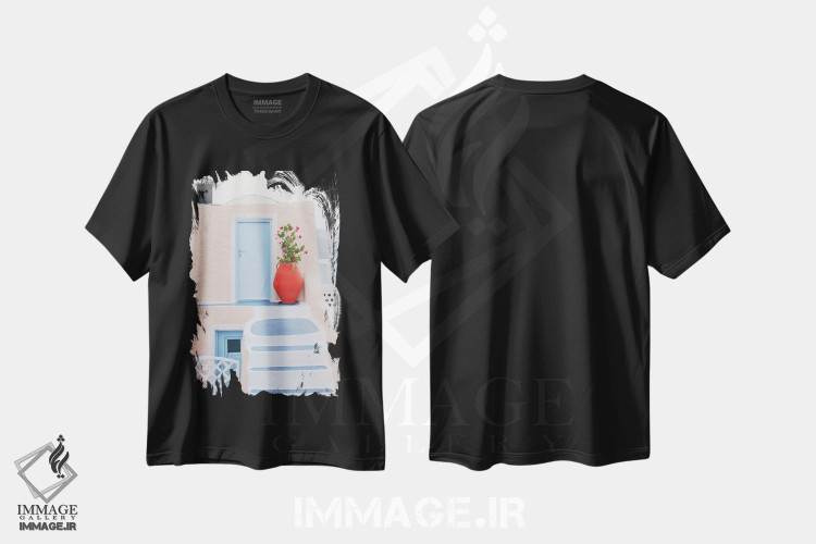 تیشرت طرح دار اویای رؤیایی سانتورینی III، تزئینی اثر هنر آنیتا و بلا | immage.ir