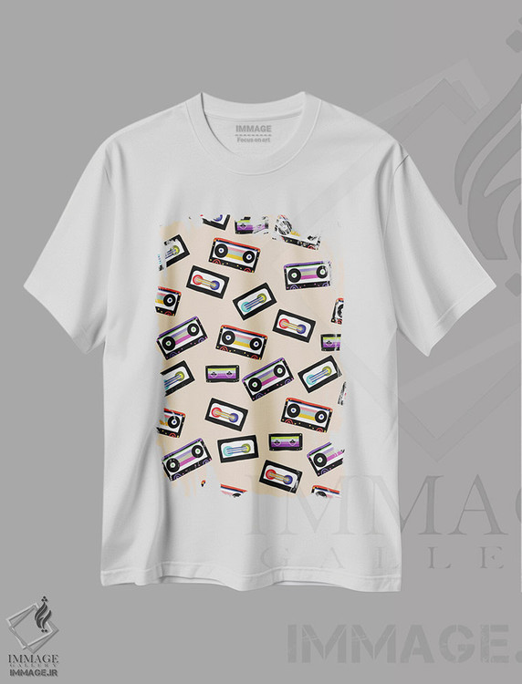 تیشرت طرح دار کاست های رنگین کمانی رترو I، تزئینی اثر هنر آنیتا و بلا | immage.ir