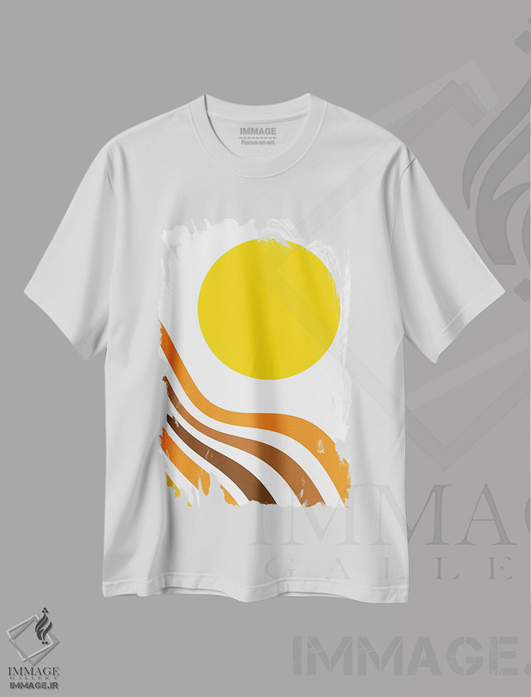 تیشرت طرح دار موج اقیانوس و خورشید رترو I، تزئینی اثر هنر آنیتا و بلا | immage.ir