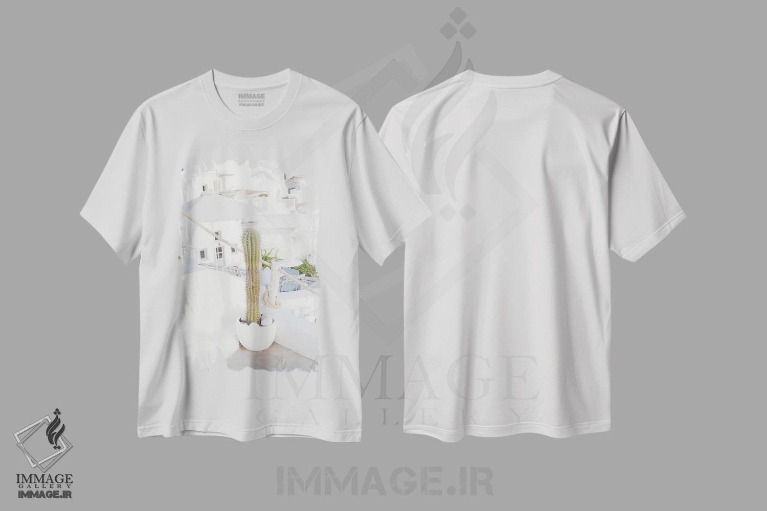 تیشرت طرح دار رویای کاکتوس سانتورینی II، تزئینی اثر هنر آنیتا و بلا | immage.ir
