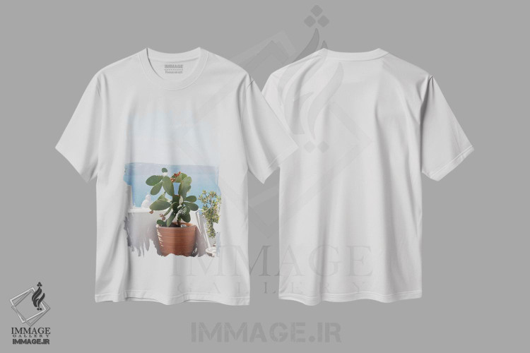 تیشرت طرح دار رویای کاکتوس سانتورینی III، تزئینی اثر هنر آنیتا و بلا | فروشگاه ایماژ