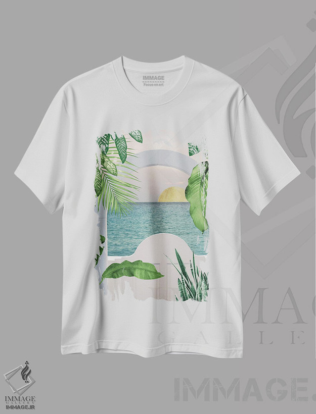 تیشرت طرح دار سانتورینی در ملاقات کوراسائو I، عکاسی ترکیبی اثر هنر آنیتا و بلا | فروشگاه ایماژ