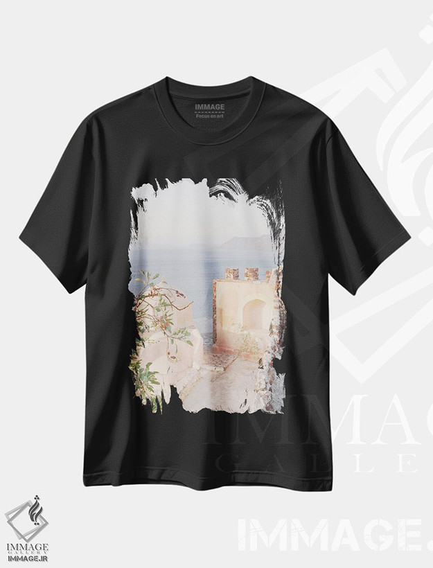 تیشرت طرح دار رویای سانتورینی I، تزئینی اثر هنر آنیتا و بلا | فروشگاه ایماژ