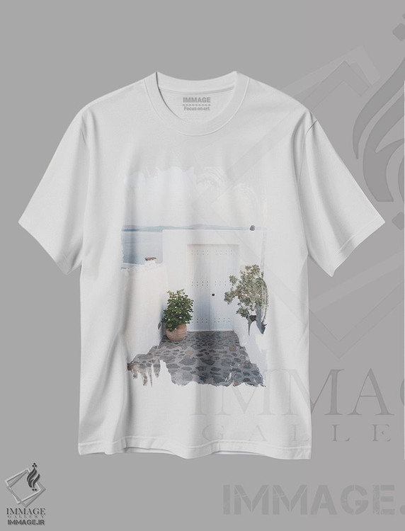 تیشرت طرح دار سرخوشی اویای سانتورینی IV، تزئینی اثر هنر آنیتا و بلا | فروشگاه ایماژ