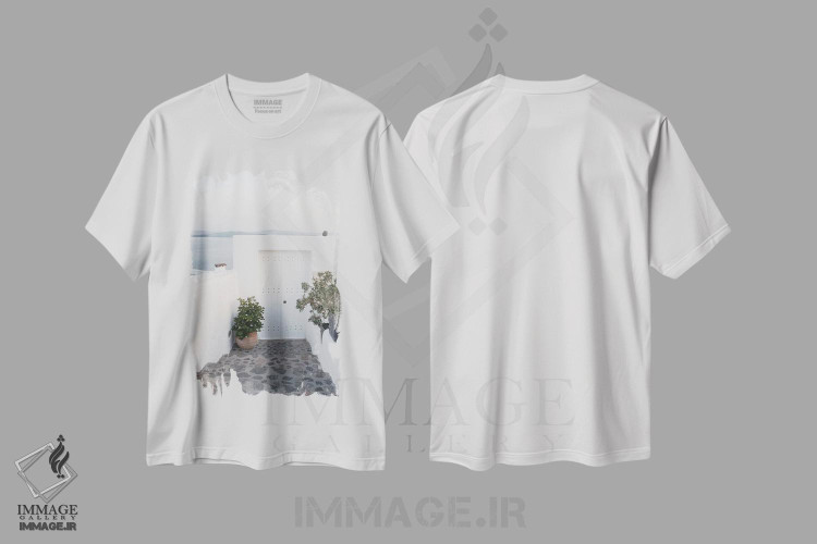 تیشرت طرح دار سرخوشی اویای سانتورینی IV، تزئینی اثر هنر آنیتا و بلا | فروشگاه ایماژ