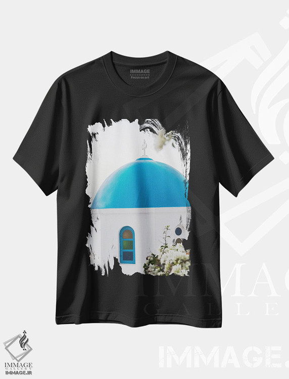 تیشرت طرح دار اویای سانتورینی یونان I، تزئینی اثر هنر آنیتا و بلا | فروشگاه ایماژ