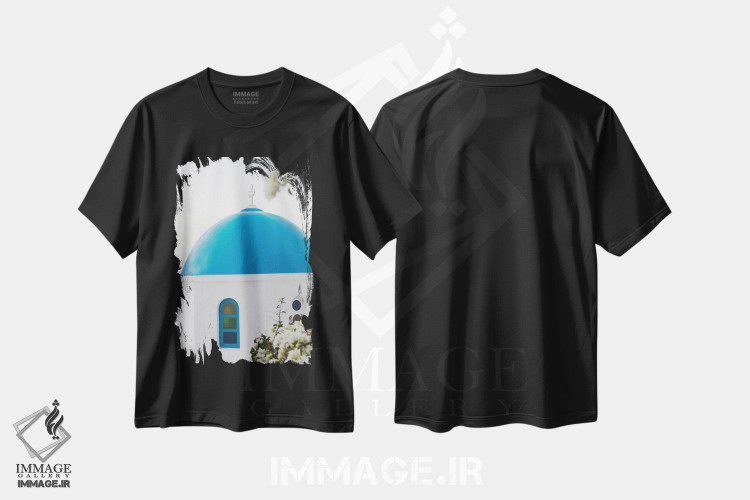 تیشرت طرح دار اویای سانتورینی یونان I، تزئینی اثر هنر آنیتا و بلا | فروشگاه ایماژ