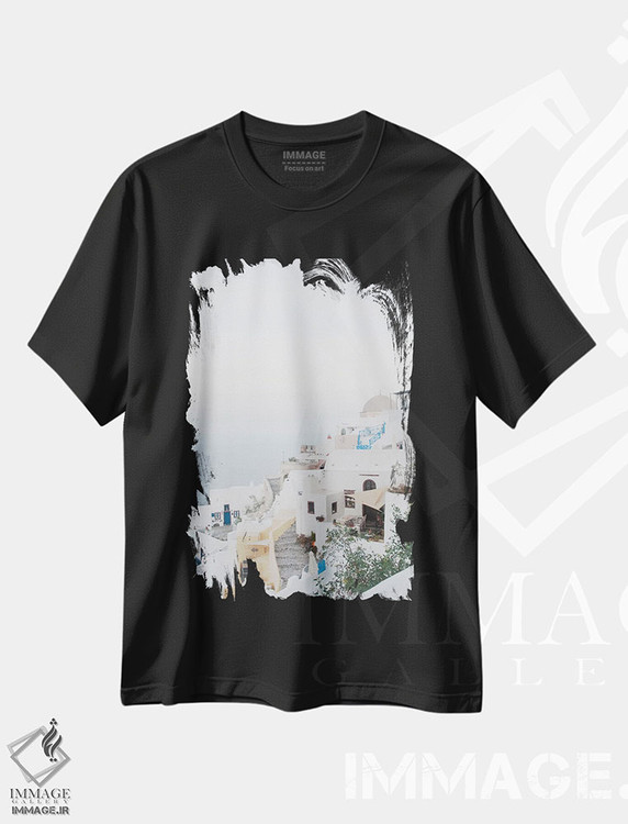 تیشرت طرح دار رویای طلوع اویای سانتورینی I، تزئینی اثر هنر آنیتا و بلا | immage.ir