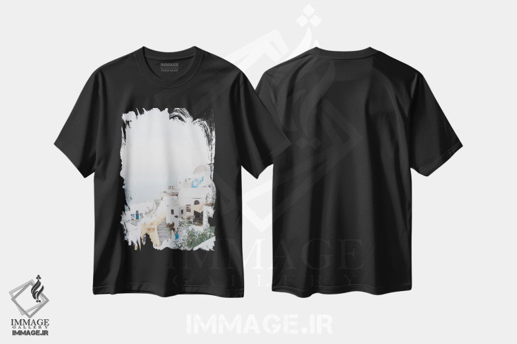 تیشرت طرح دار رویای طلوع اویای سانتورینی I، تزئینی اثر هنر آنیتا و بلا | immage.ir