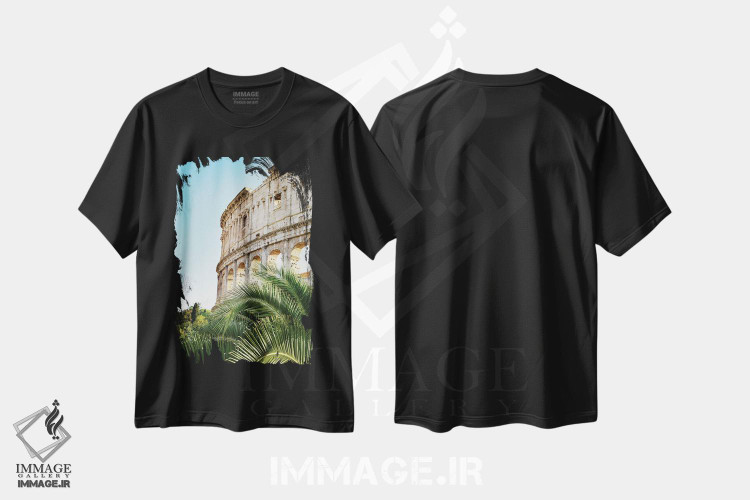 تیشرت طرح دار کلوسئوم رم همراه با نخل دوم، عکاسی ترکیبی اثر هنر آنیتا و بلا | immage.ir