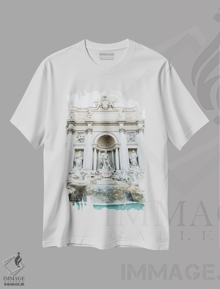 تیشرت طرح دار فوارهٔ تروی رم یک، تزئینی اثر هنر آنیتا و بلا | immage.ir