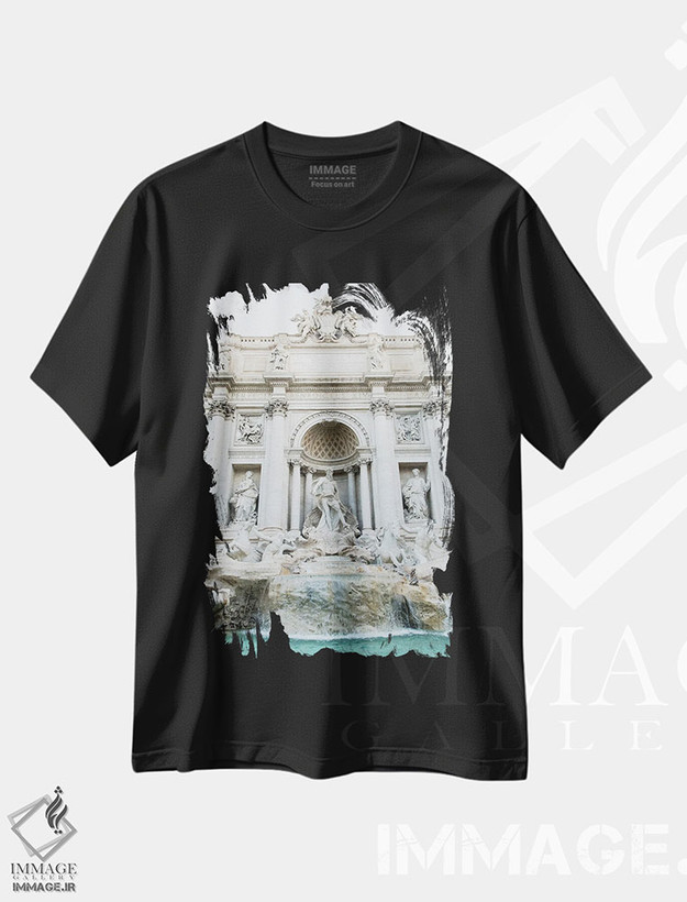 تیشرت طرح دار فوارهٔ تروی رم یک، تزئینی اثر هنر آنیتا و بلا | فروشگاه ایماژ