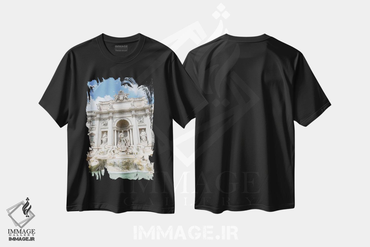 تیشرت طرح دار فوارهٔ تروی رم دو، تزئینی اثر هنر آنیتا و بلا | immage.ir