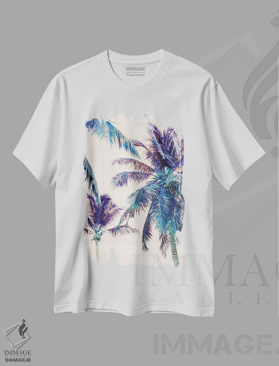 تیشرت طرح دار رویای ساحل نخل های تابستانی یک، تزئینی اثر هنر آنیتا و بلا | immage.ir