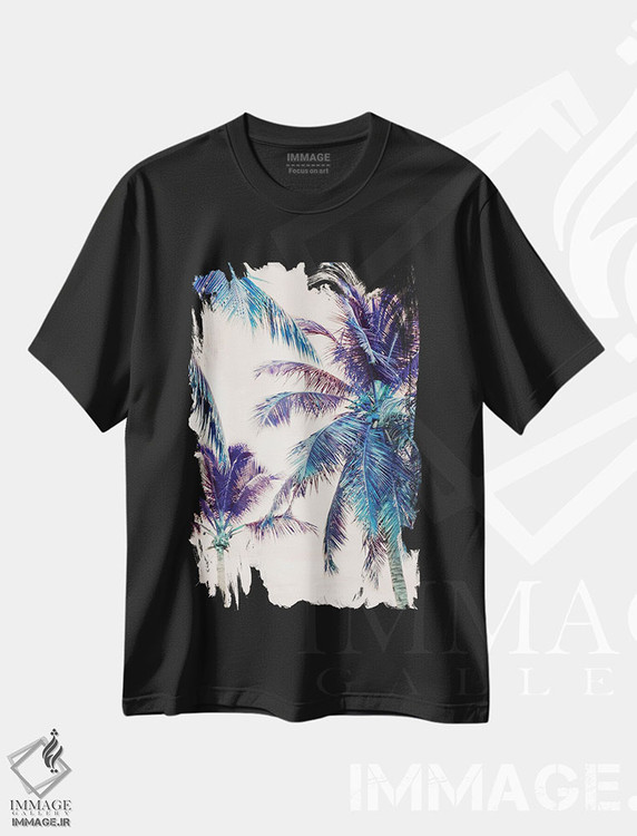 تیشرت طرح دار رویای ساحل نخل های تابستانی یک، تزئینی اثر هنر آنیتا و بلا | فروشگاه ایماژ