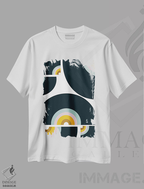 تیشرت طرح دار وینیل رنگین کمانی رترو یک، تزئینی اثر هنر آنیتا و بلا | immage.ir