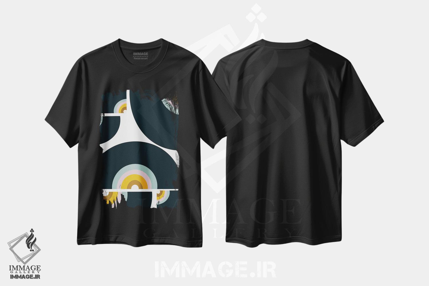 تیشرت طرح دار وینیل رنگین کمانی رترو یک، تزئینی اثر هنر آنیتا و بلا | فروشگاه ایماژ