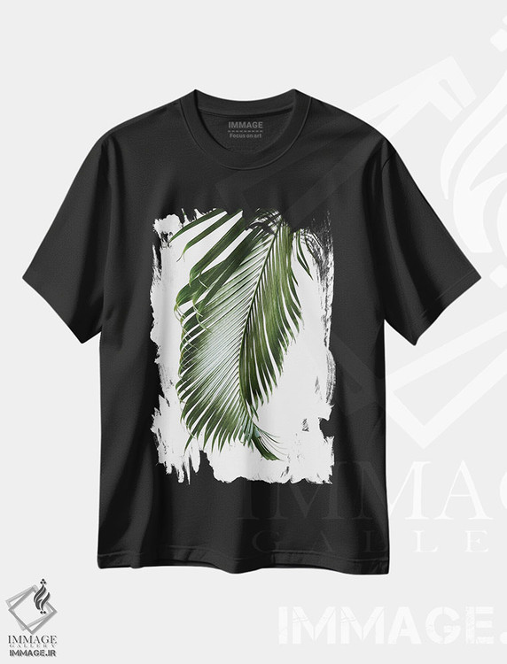 تیشرت طرح دار ظرافت برگ نخل دوم، تزئینی اثر هنر آنیتا و بلا | فروشگاه ایماژ